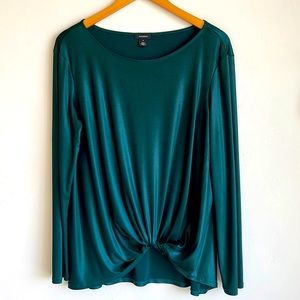 Halogen Green Twist Front Long sleeve blouse. M
